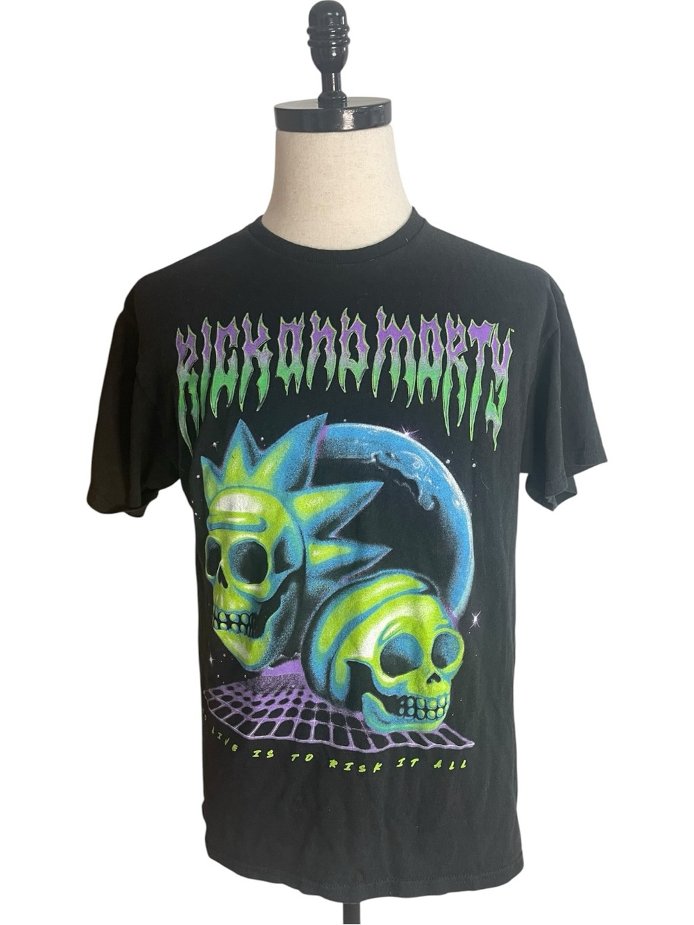 Rick and Morty Skull Graphic T-Shirt Black
